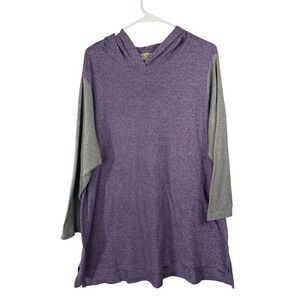 Bobbie Brooks Purple Grey Colorblock Hoodie Plus Size 2X Lightweight Knit Top